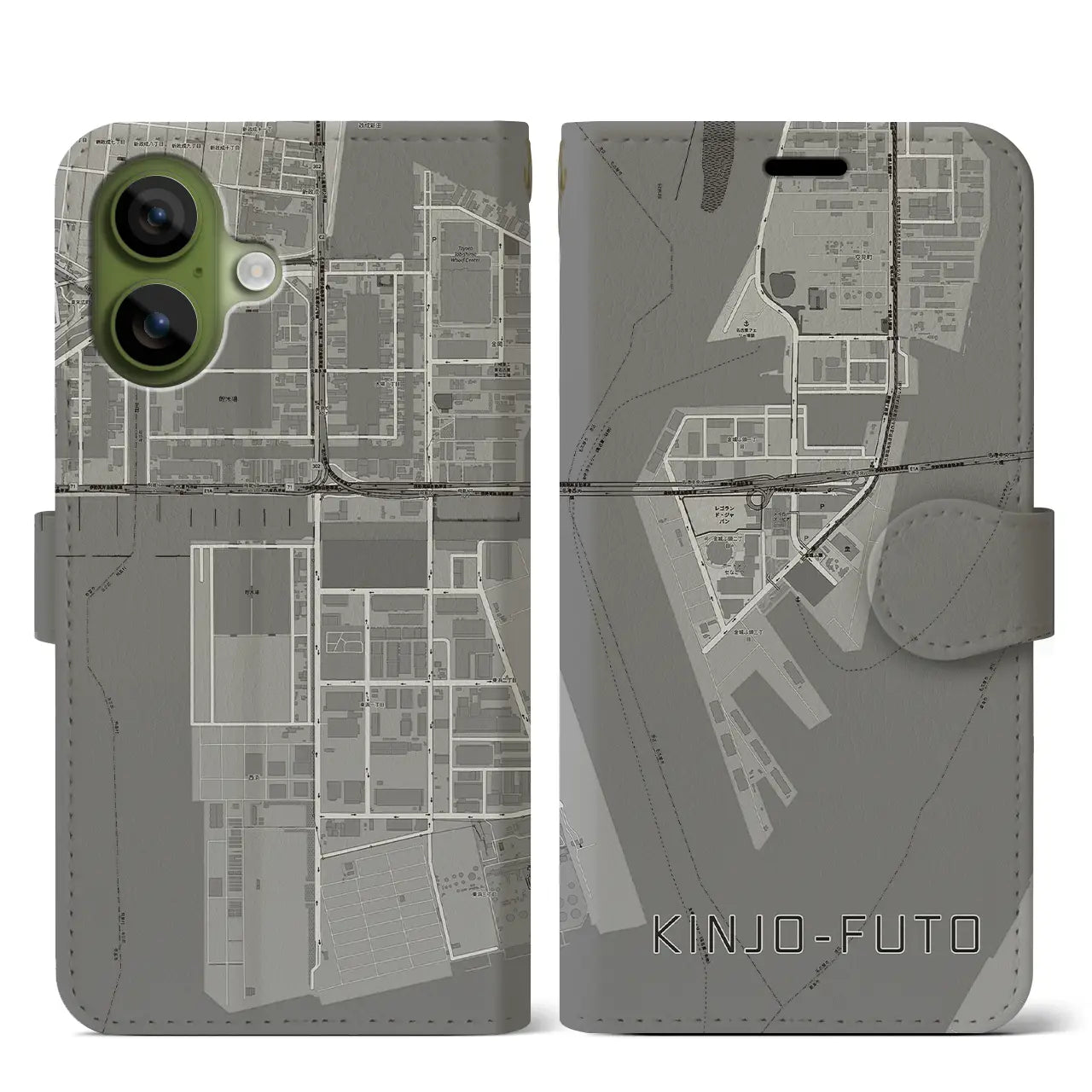 【金城ふ頭（愛知県）】地図柄iPhoneケース（手帳タイプ）