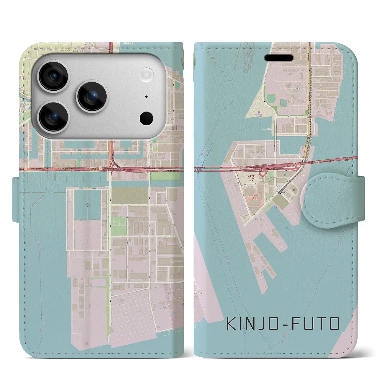 【金城ふ頭（愛知県）】地図柄iPhoneケース（手帳タイプ）