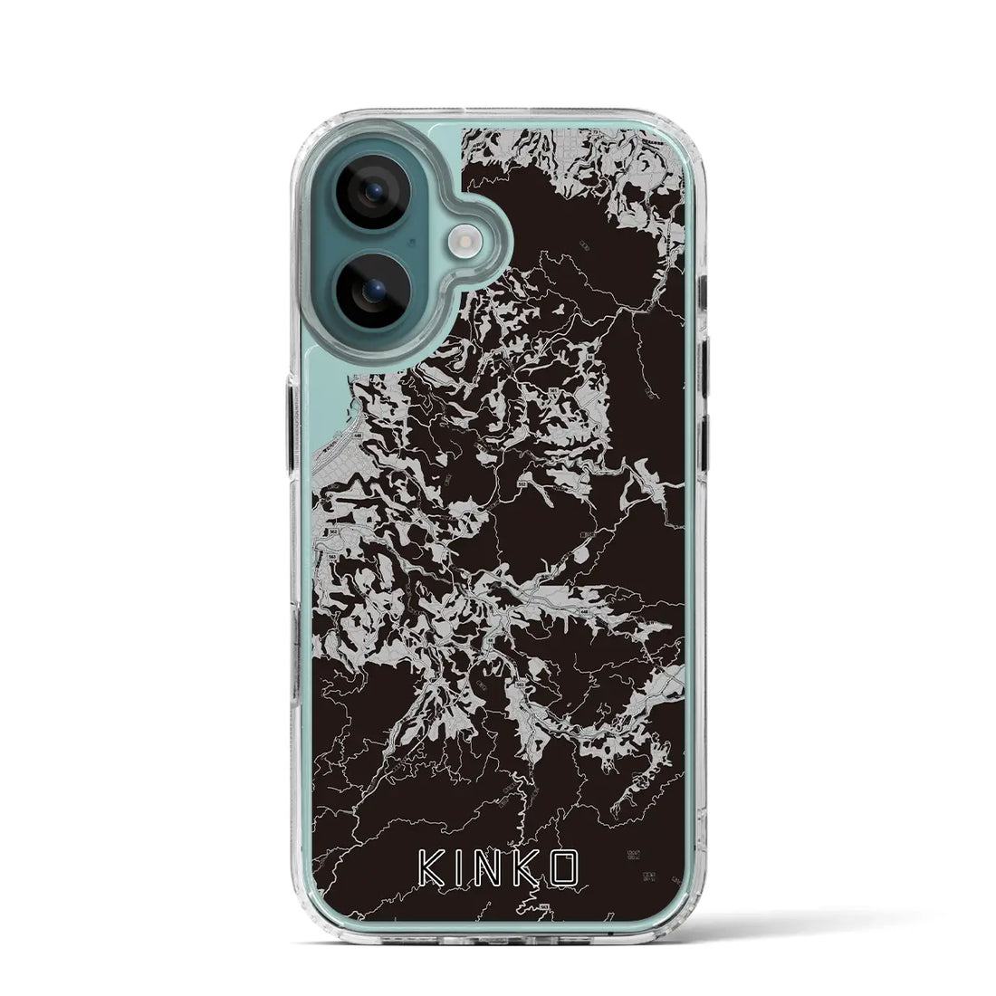 【錦江(鹿児島県)】地図柄iPhoneケース(MagSafeタイプ)モノトーン・iPhone 16 Pro 用