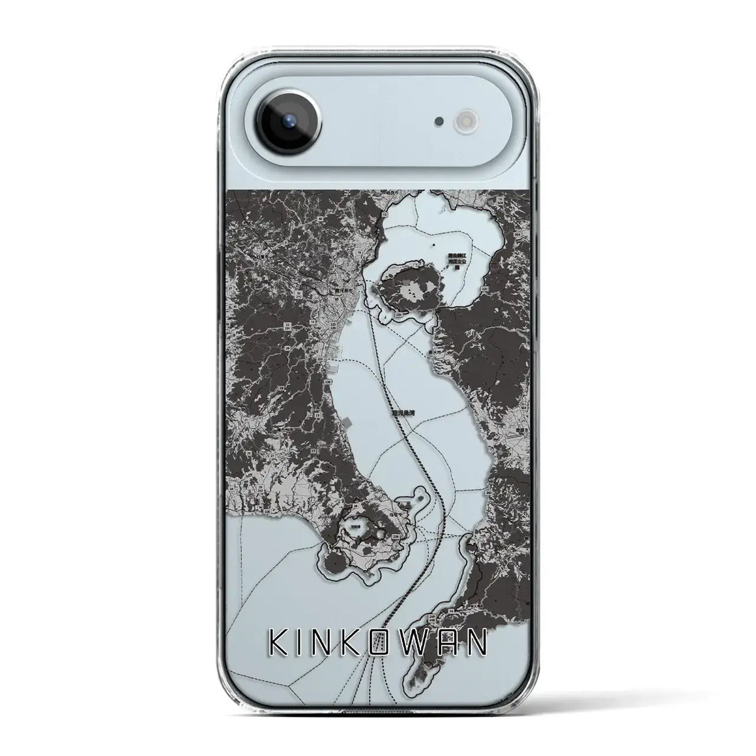 【錦江湾(鹿児島県)】地図柄iPhoneケース(クリアタイプ)モノトーン・iPhone 17 Pro Max 用