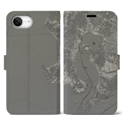 【錦江湾（鹿児島県）】地図柄iPhoneケース（手帳タイプ）