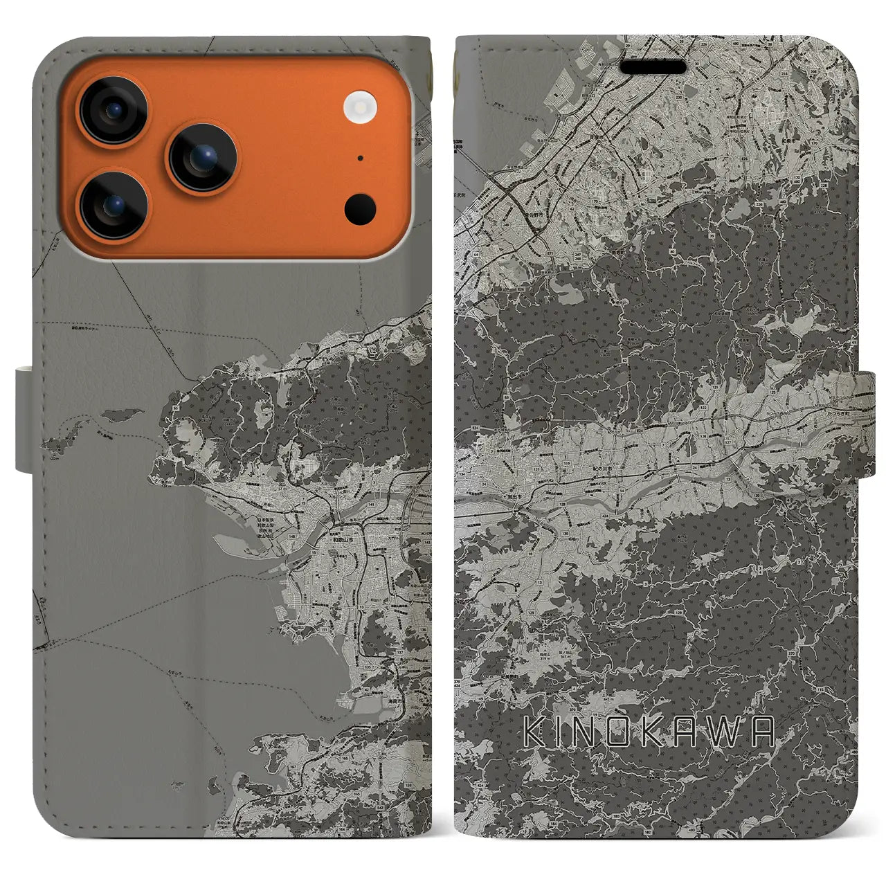 【紀の川（和歌山県）】地図柄iPhoneケース（手帳タイプ）