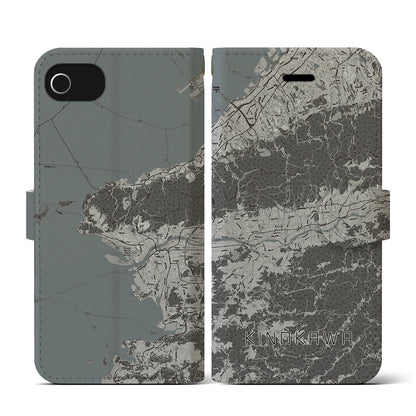 【紀の川（和歌山県）】地図柄iPhoneケース（手帳タイプ）モノトーン・iPhone SE（第3 / 第2世代） / 8 / 7 / 6s / 6 用