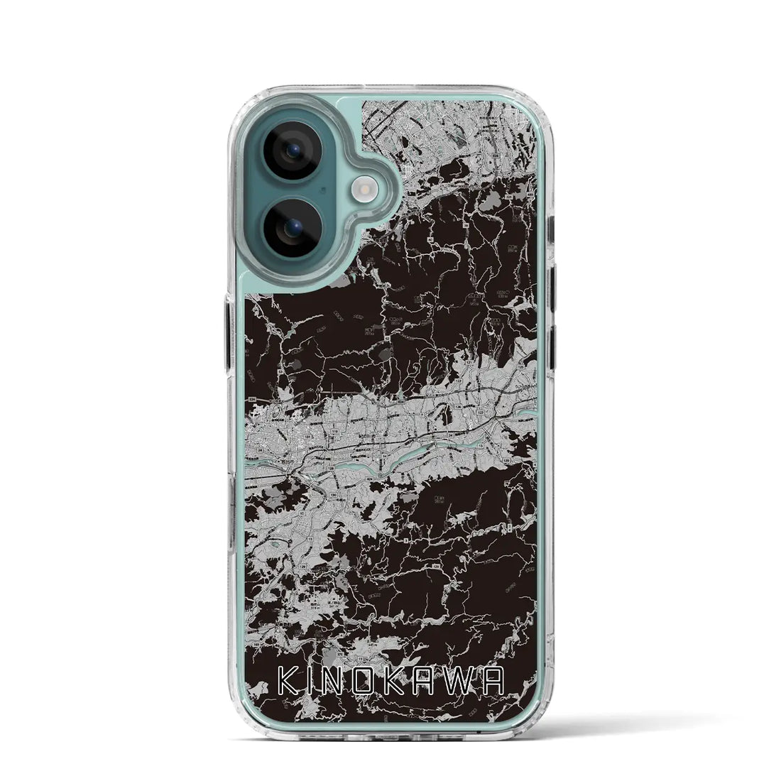 【紀の川(和歌山県)】地図柄iPhoneケース(MagSafeタイプ)モノトーン・iPhone 16 Pro 用