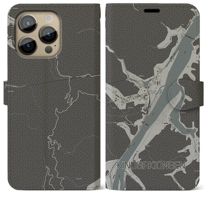 【城崎温泉（兵庫県）】地図柄iPhoneケース（手帳タイプ）モノトーン・iPhone 14 Pro Max 用