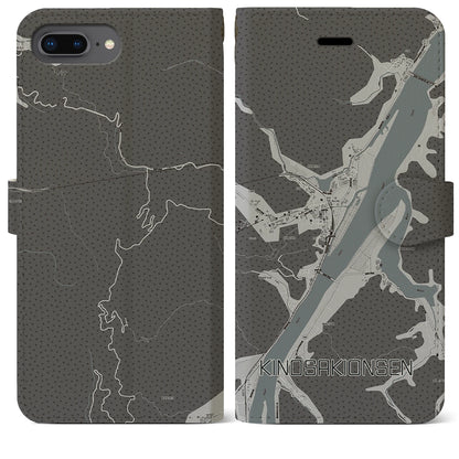 【城崎温泉（兵庫県）】地図柄iPhoneケース（手帳タイプ）モノトーン・iPhone 8Plus /7Plus / 6sPlus / 6Plus 用