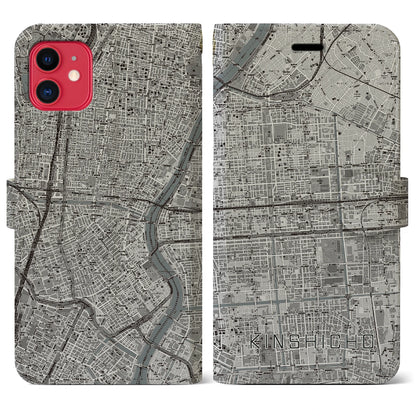 【錦糸町（東京都）】地図柄iPhoneケース（手帳タイプ）モノトーン・iPhone 11 用