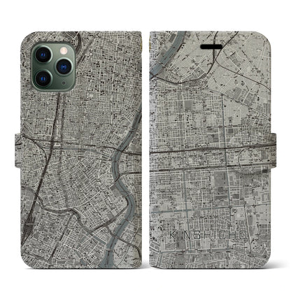 【錦糸町（東京都）】地図柄iPhoneケース（手帳タイプ）モノトーン・iPhone 11 Pro 用