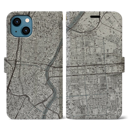 【錦糸町（東京都）】地図柄iPhoneケース（手帳タイプ）モノトーン・iPhone 13 用