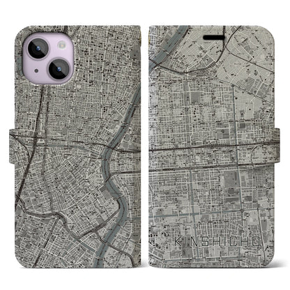 【錦糸町（東京都）】地図柄iPhoneケース（手帳タイプ）モノトーン・iPhone 14 用