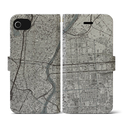 【錦糸町（東京都）】地図柄iPhoneケース（手帳タイプ）モノトーン・iPhone SE（第3 / 第2世代） / 8 / 7 / 6s / 6 用