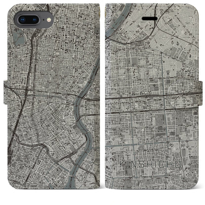 【錦糸町（東京都）】地図柄iPhoneケース（手帳タイプ）モノトーン・iPhone 8Plus /7Plus / 6sPlus / 6Plus 用