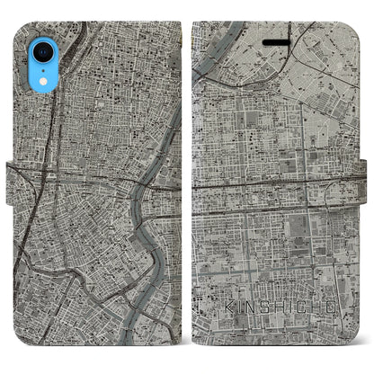 【錦糸町（東京都）】地図柄iPhoneケース（手帳タイプ）モノトーン・iPhone XR 用