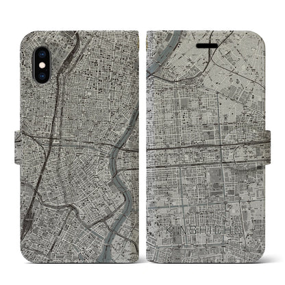 【錦糸町（東京都）】地図柄iPhoneケース（手帳タイプ）モノトーン・iPhone XS / X 用