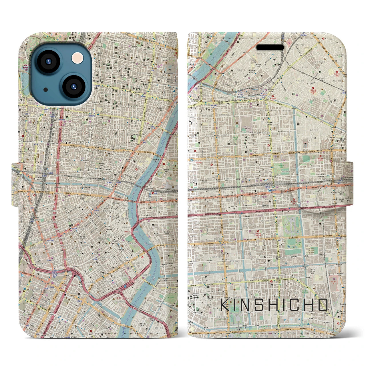 【錦糸町（東京都）】地図柄iPhoneケース（手帳タイプ）