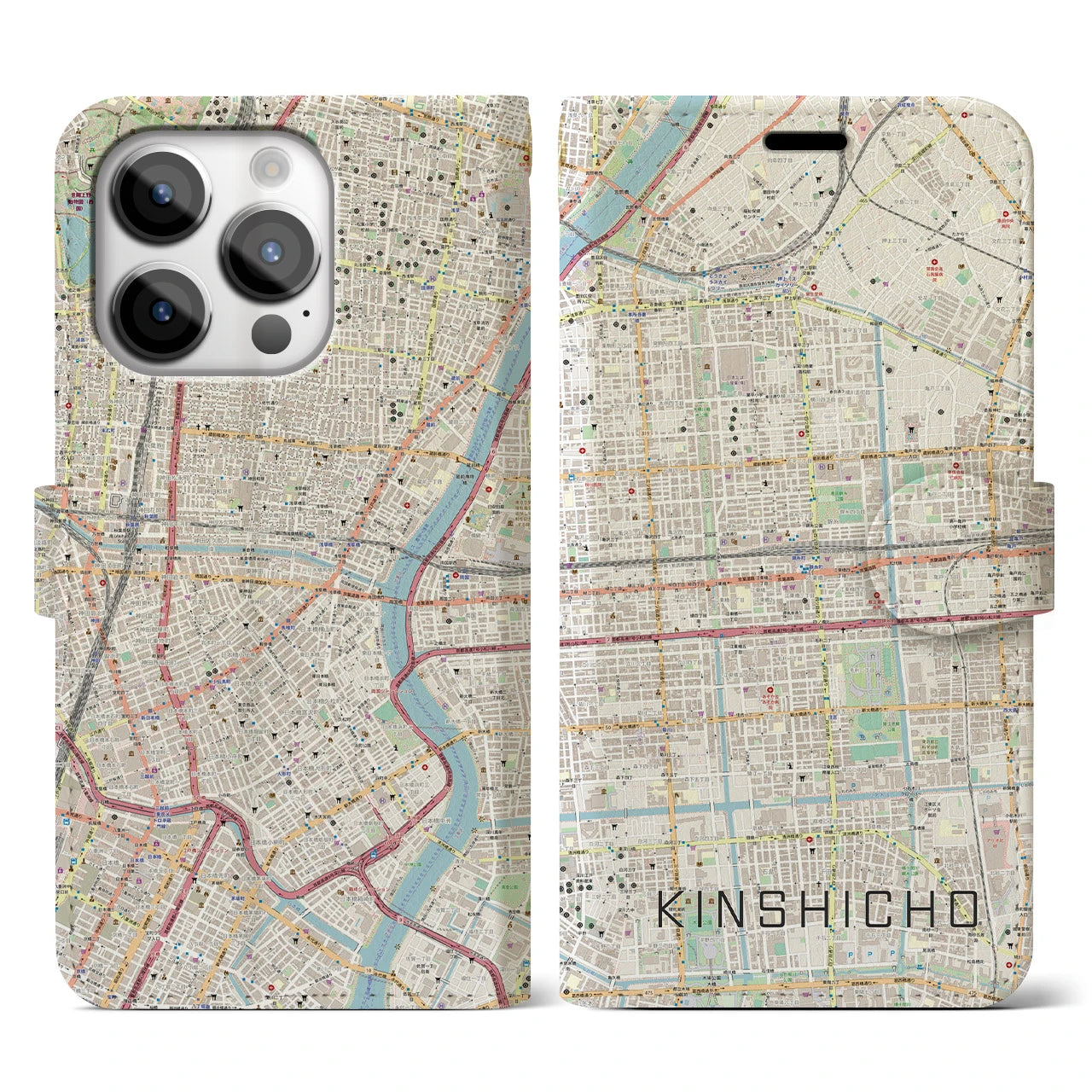 【錦糸町（東京都）】地図柄iPhoneケース（手帳タイプ）