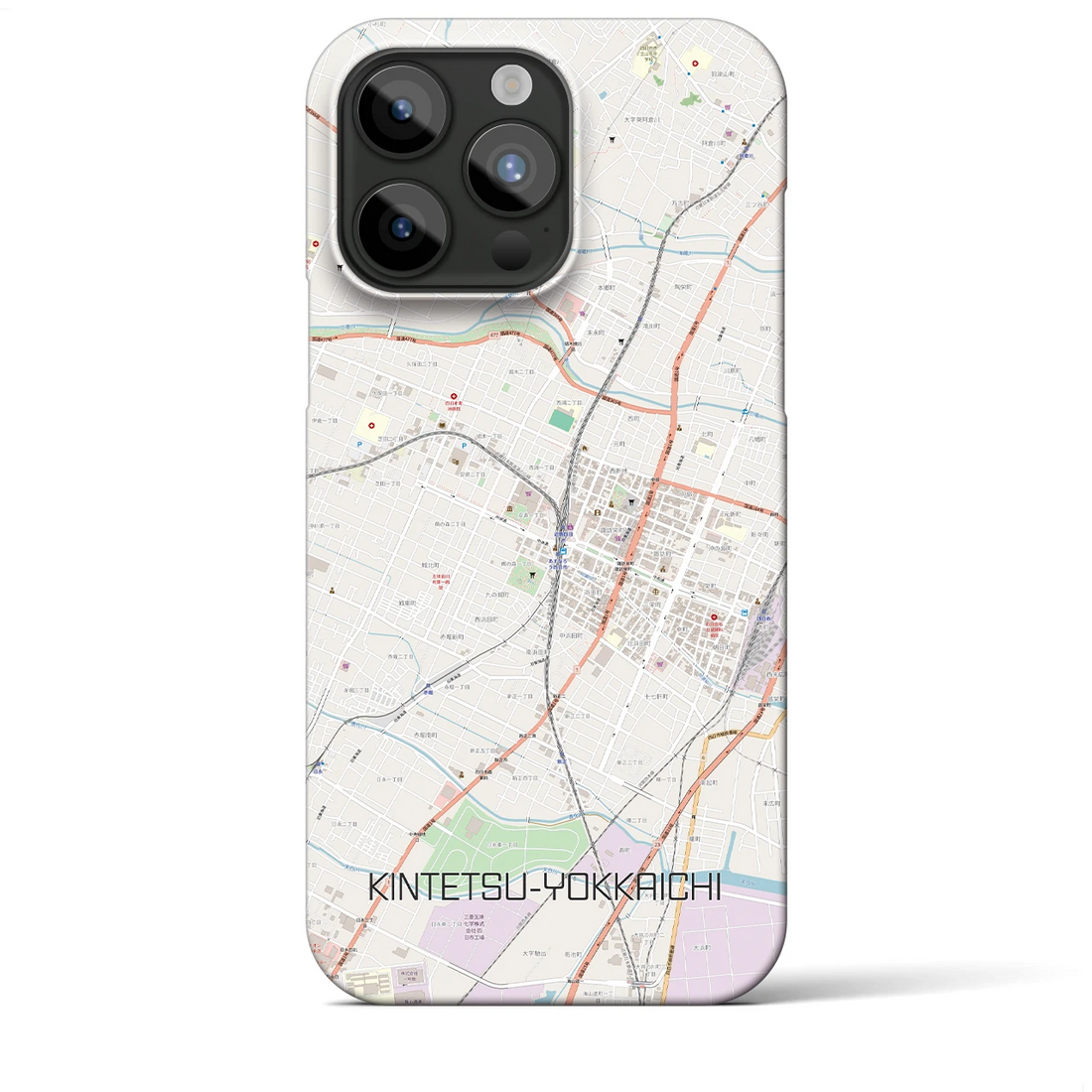 【近鉄四日市】地図柄iPhoneケース（バックカバータイプ・ナチュラル）iPhone 15 Pro Max 用