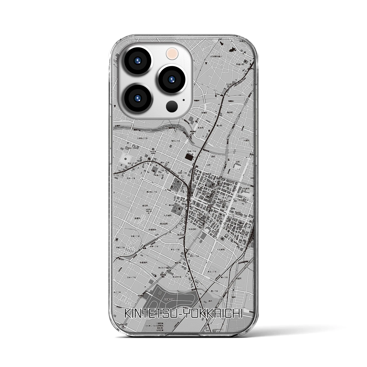 【近鉄四日市（三重県）】地図柄iPhoneケース（クリアタイプ）