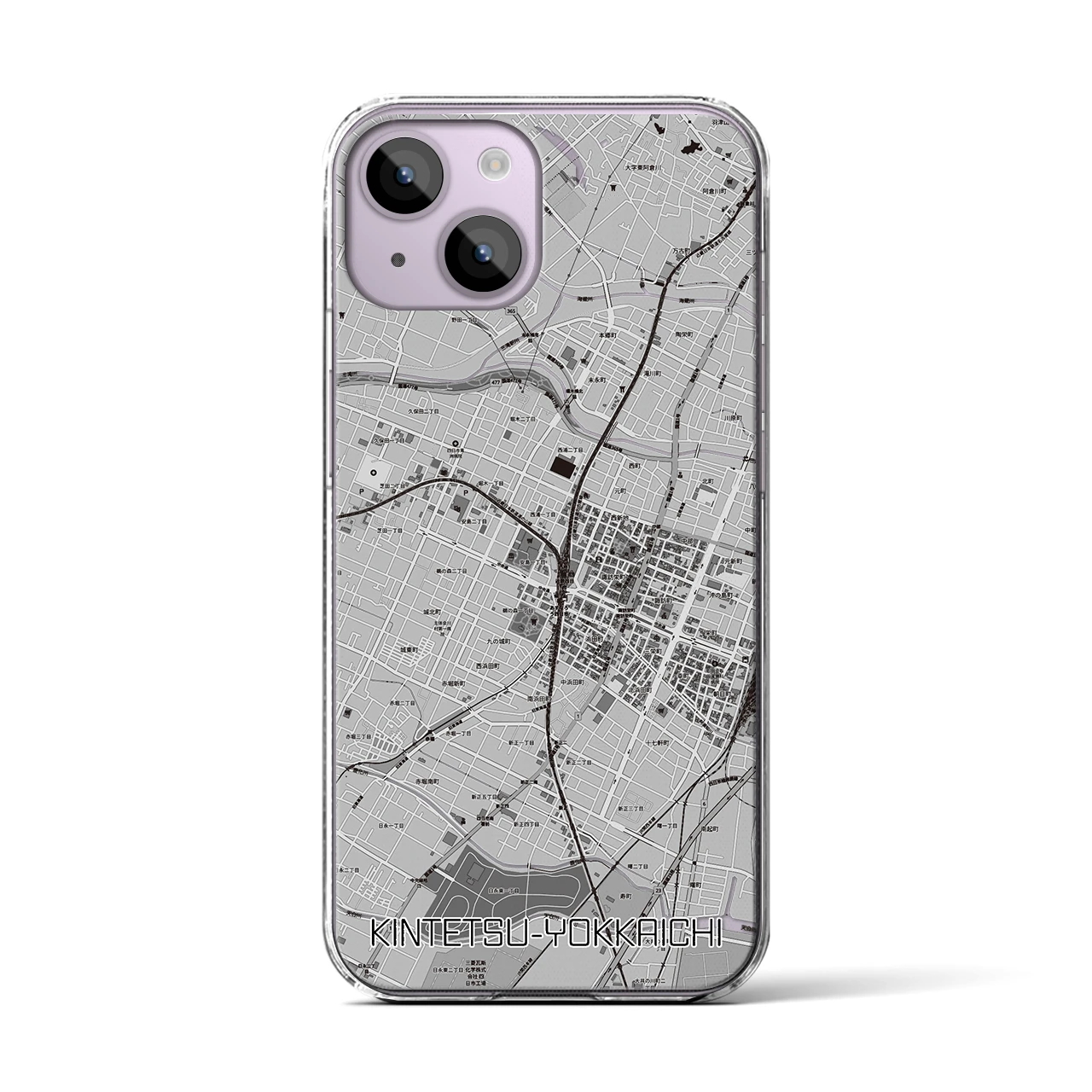 【近鉄四日市（三重県）】地図柄iPhoneケース（クリアタイプ）