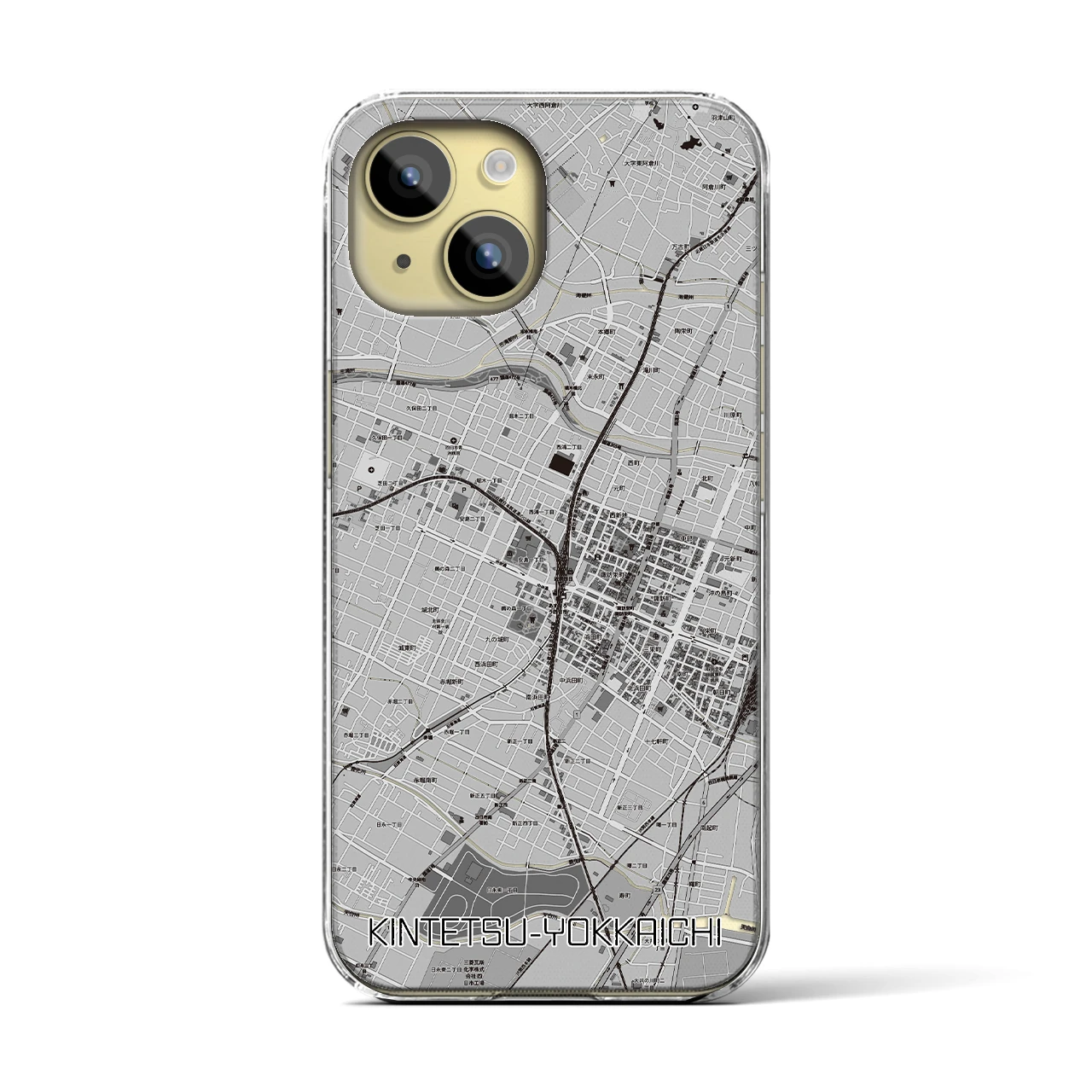 【近鉄四日市（三重県）】地図柄iPhoneケース（クリアタイプ）