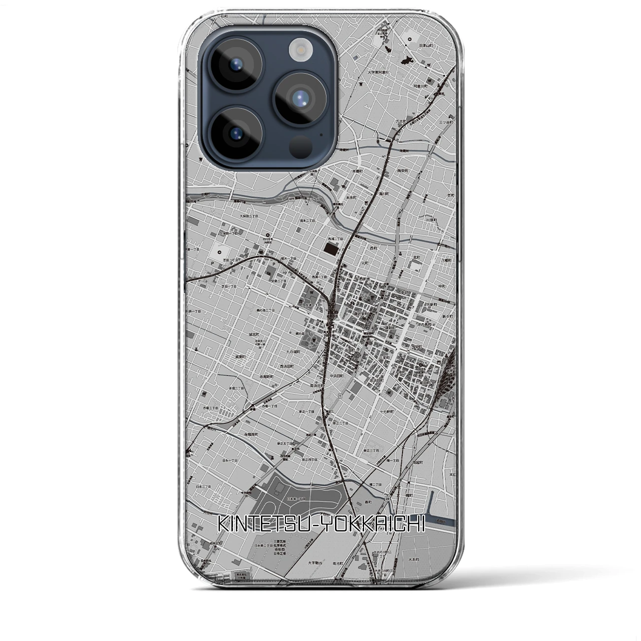 【近鉄四日市（三重県）】地図柄iPhoneケース（クリアタイプ）