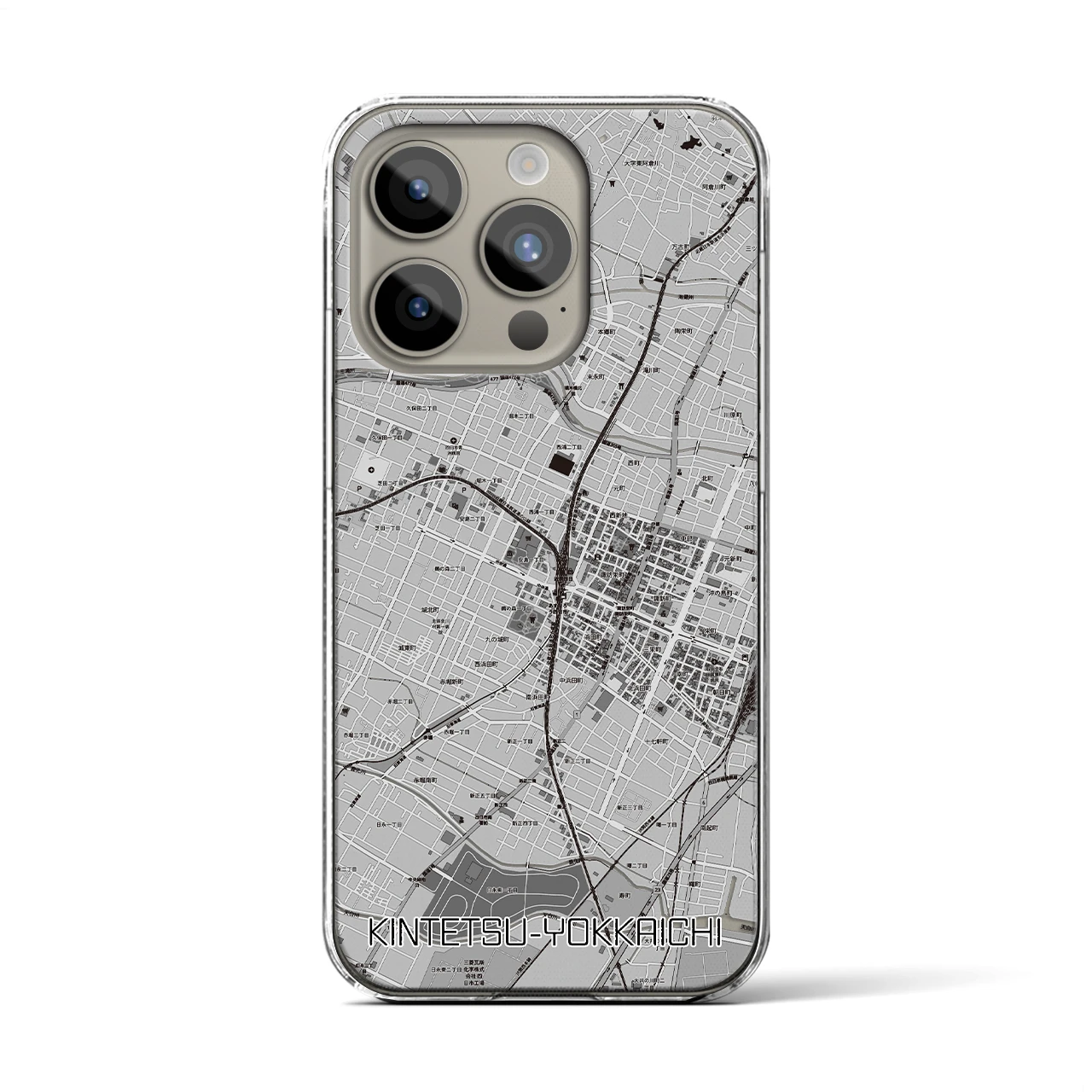 【近鉄四日市（三重県）】地図柄iPhoneケース（クリアタイプ）