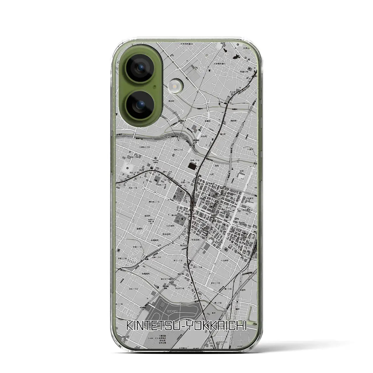 【近鉄四日市（三重県）】地図柄iPhoneケース（クリアタイプ）