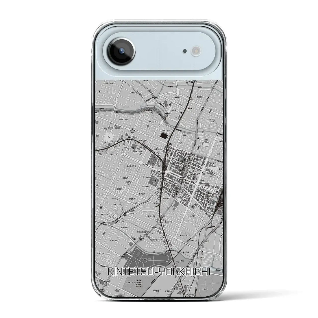 【近鉄四日市(三重県)】地図柄iPhoneケース(クリアタイプ)モノトーン・iPhone 17 Pro Max 用