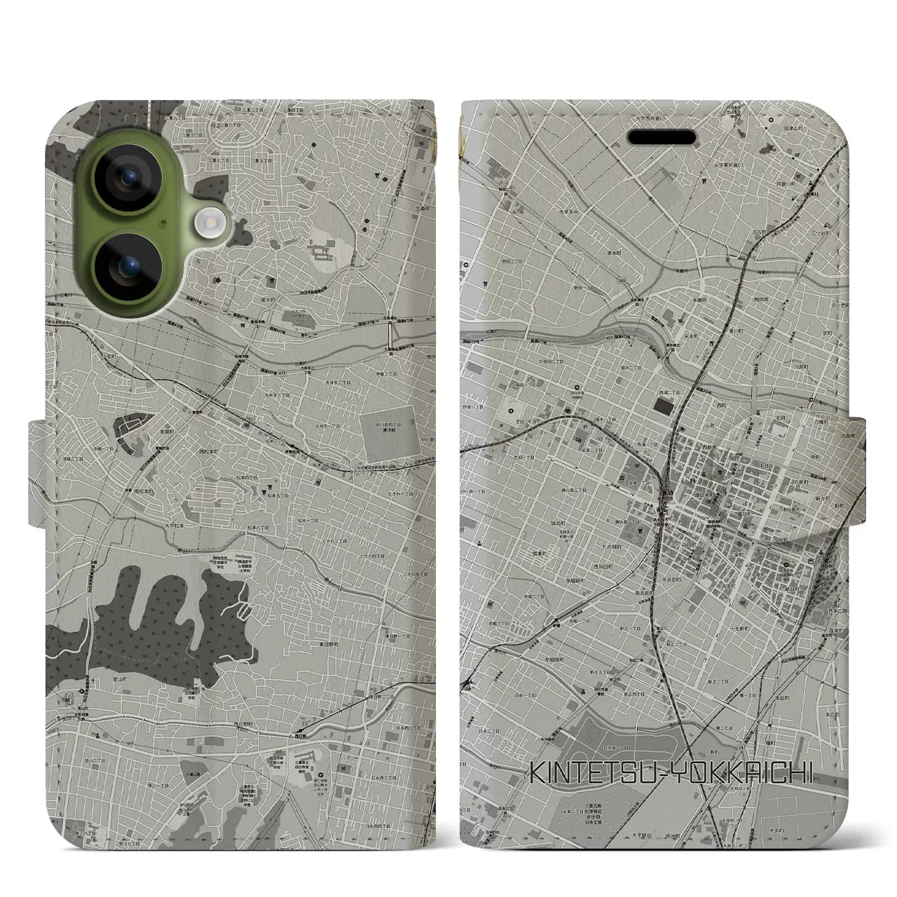 【近鉄四日市（三重県）】地図柄iPhoneケース（手帳タイプ）