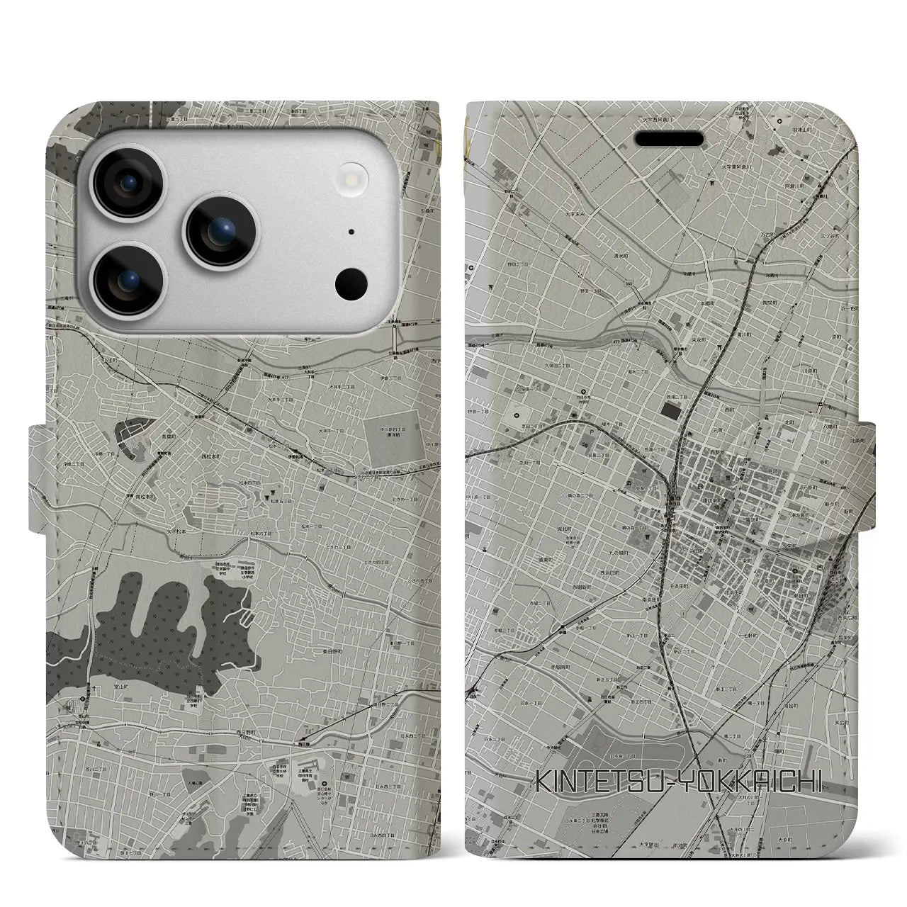 【近鉄四日市（三重県）】地図柄iPhoneケース（手帳タイプ）