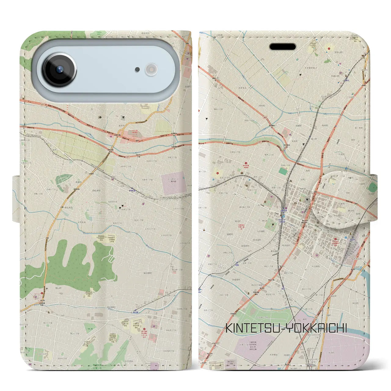 【近鉄四日市（三重県）】地図柄iPhoneケース（手帳タイプ）