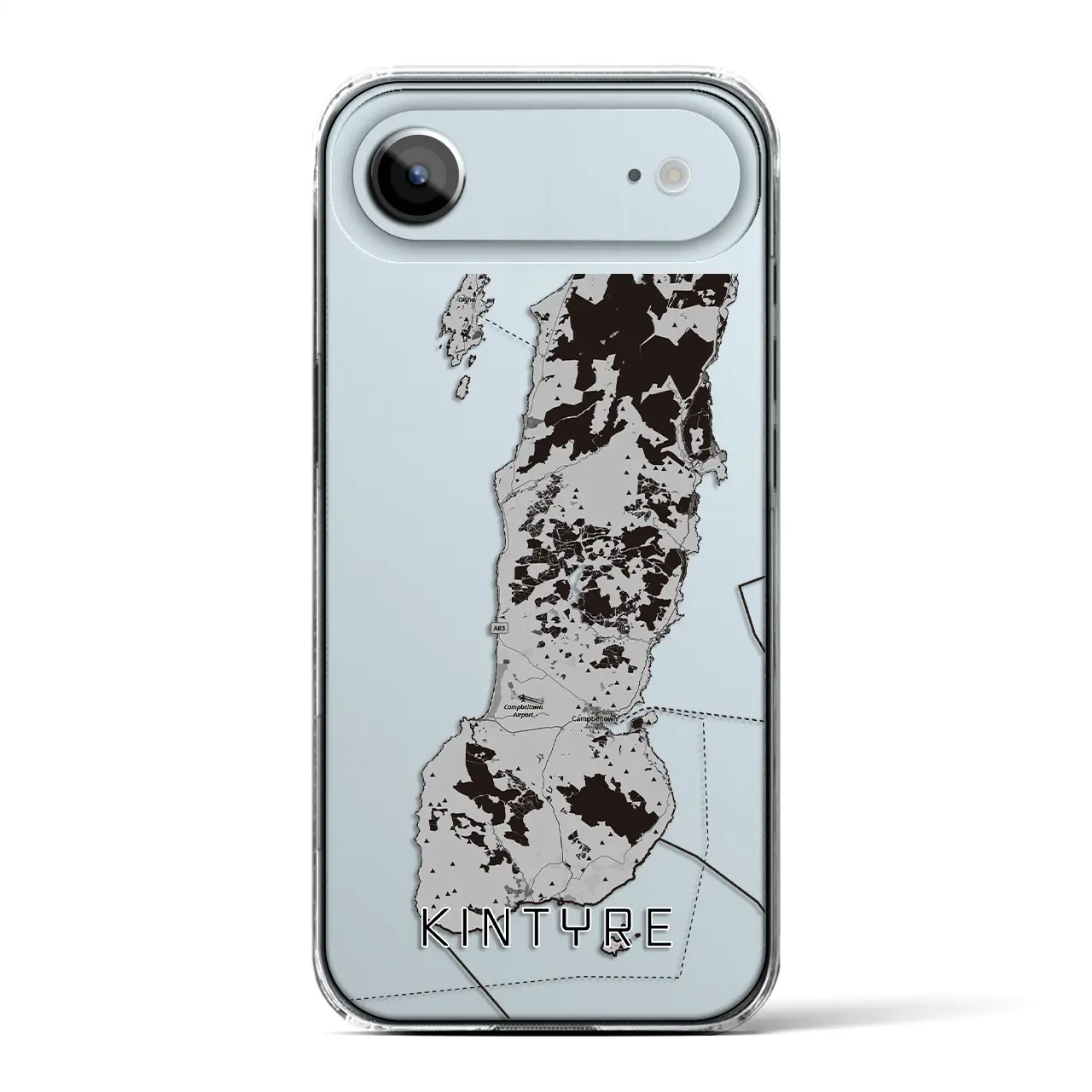 【キンタイア（イギリス）】地図柄iPhoneケース（クリアタイプ）モノトーン・iPhone 17 Pro Max 用