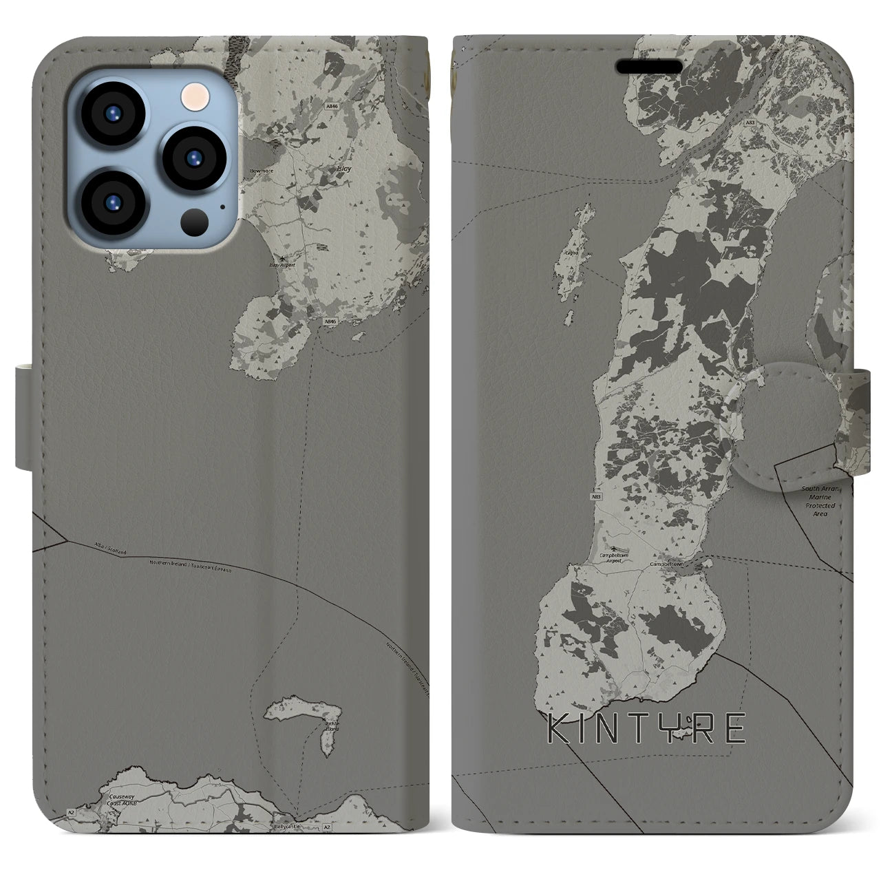 【キンタイア（イギリス）】地図柄iPhoneケース（手帳タイプ）