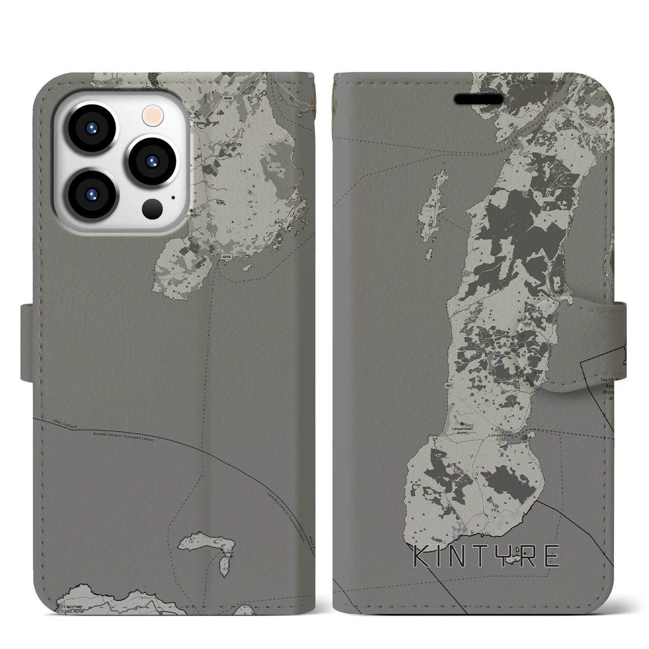 【キンタイア（イギリス）】地図柄iPhoneケース（手帳タイプ）