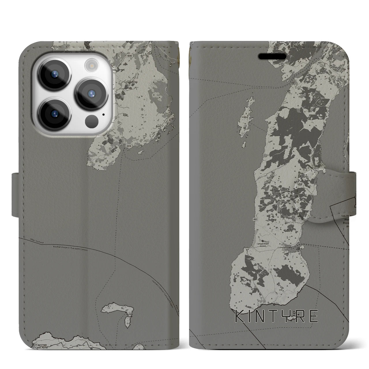 【キンタイア（イギリス）】地図柄iPhoneケース（手帳タイプ）