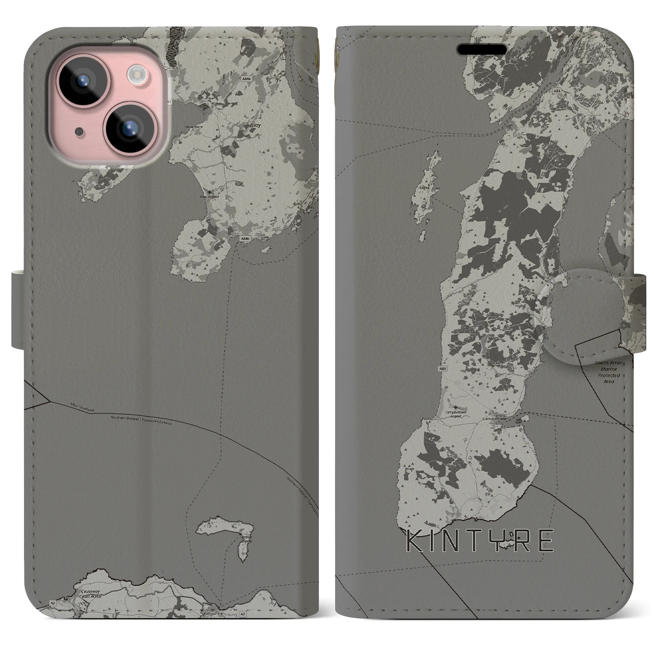 【キンタイア（イギリス）】地図柄iPhoneケース（手帳タイプ）