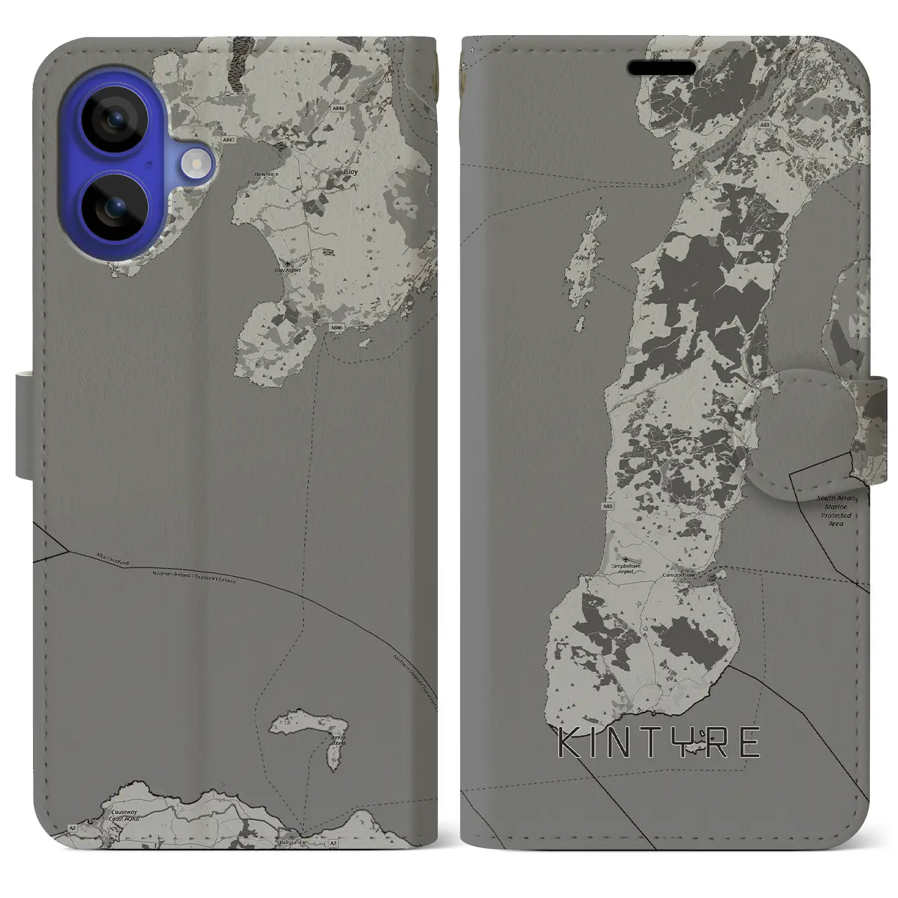 【キンタイア（イギリス）】地図柄iPhoneケース（手帳タイプ）