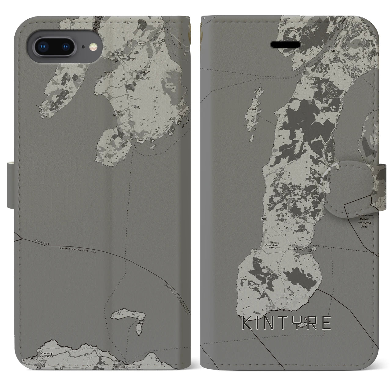 【キンタイア（イギリス）】地図柄iPhoneケース（手帳タイプ）