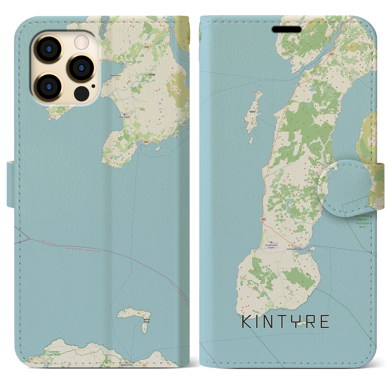 【キンタイア（イギリス）】地図柄iPhoneケース（手帳タイプ）