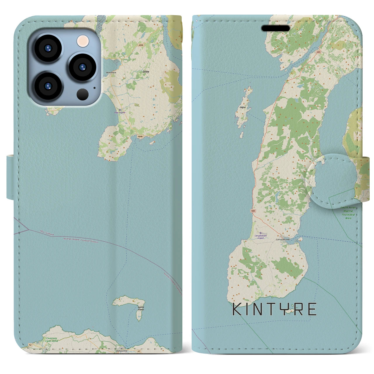 【キンタイア（イギリス）】地図柄iPhoneケース（手帳タイプ）