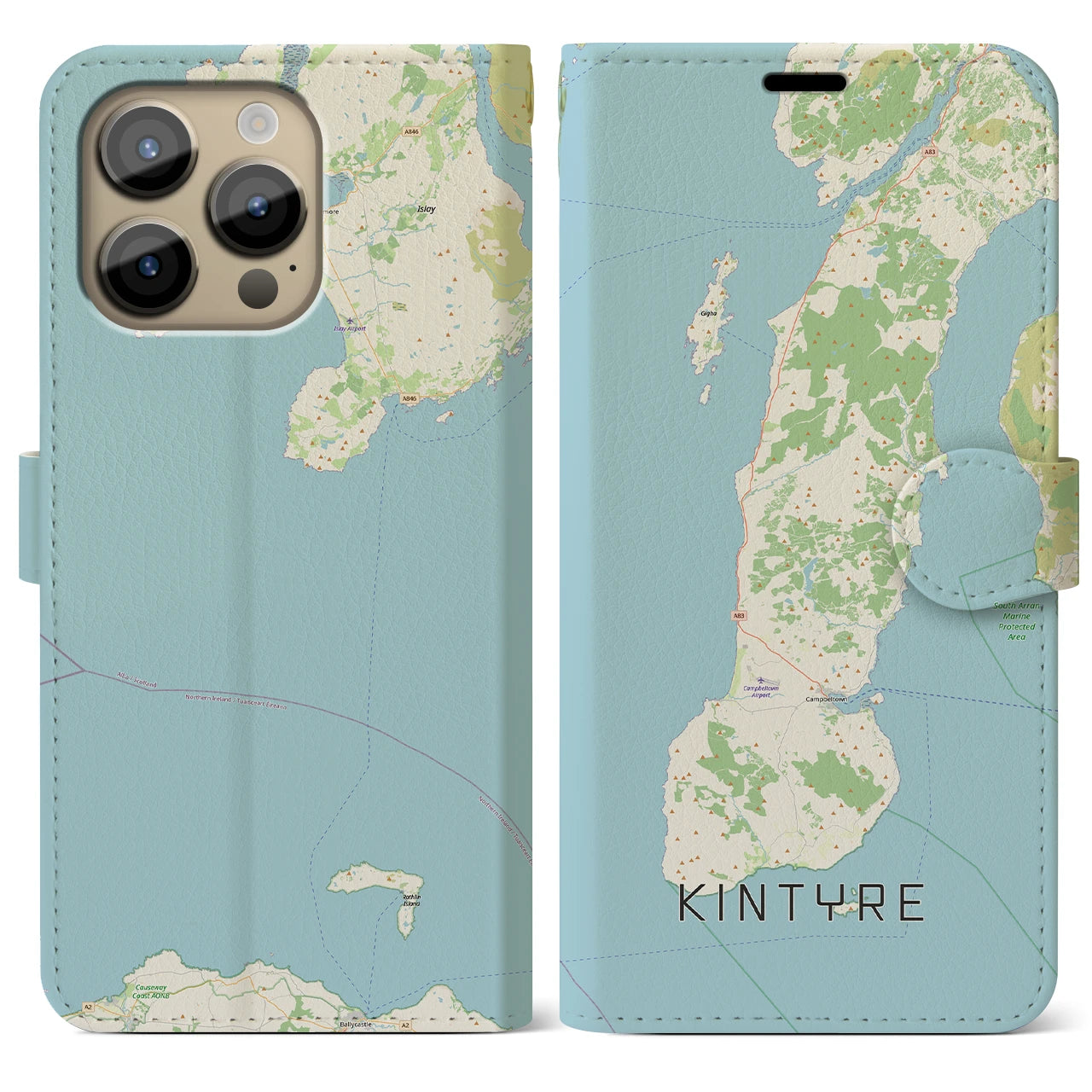 【キンタイア（イギリス）】地図柄iPhoneケース（手帳タイプ）