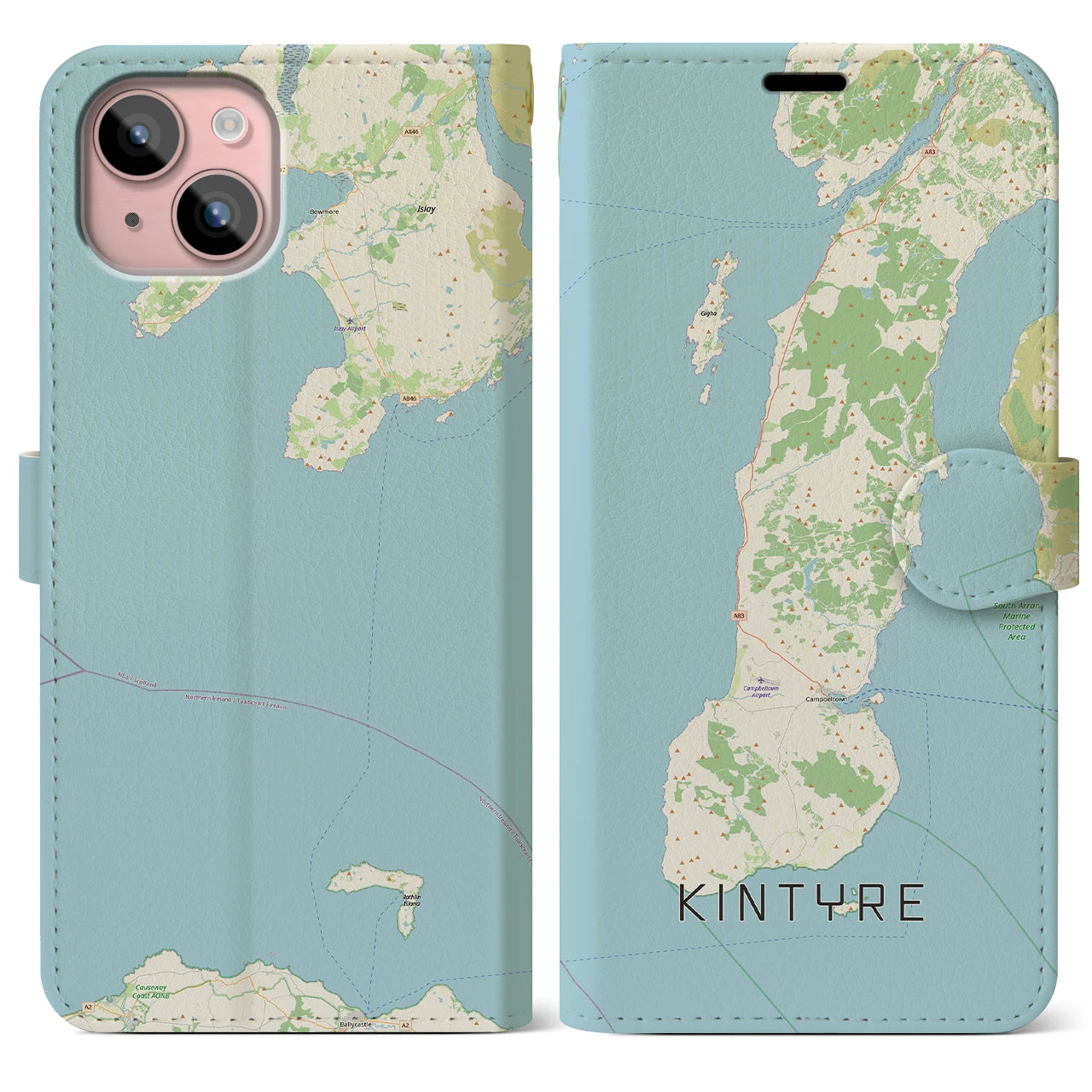 【キンタイア（イギリス）】地図柄iPhoneケース（手帳タイプ）