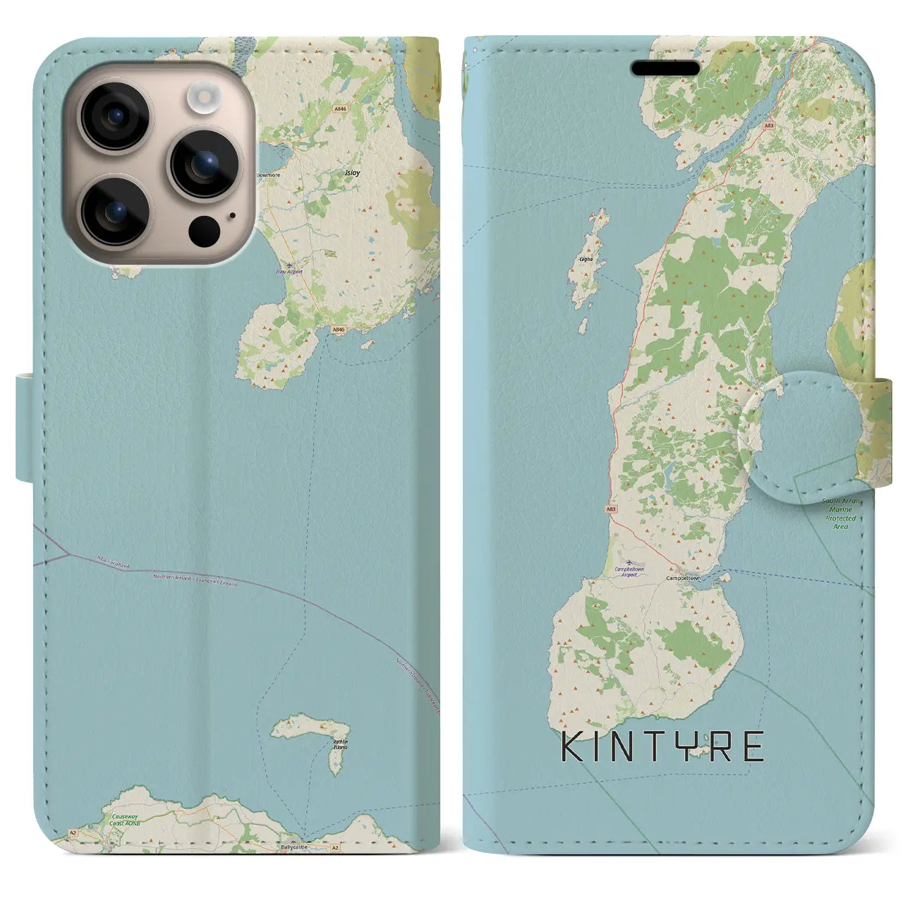 【キンタイア（イギリス）】地図柄iPhoneケース（手帳タイプ）