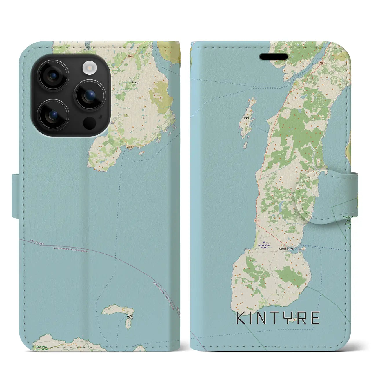 【キンタイア（イギリス）】地図柄iPhoneケース（手帳タイプ）