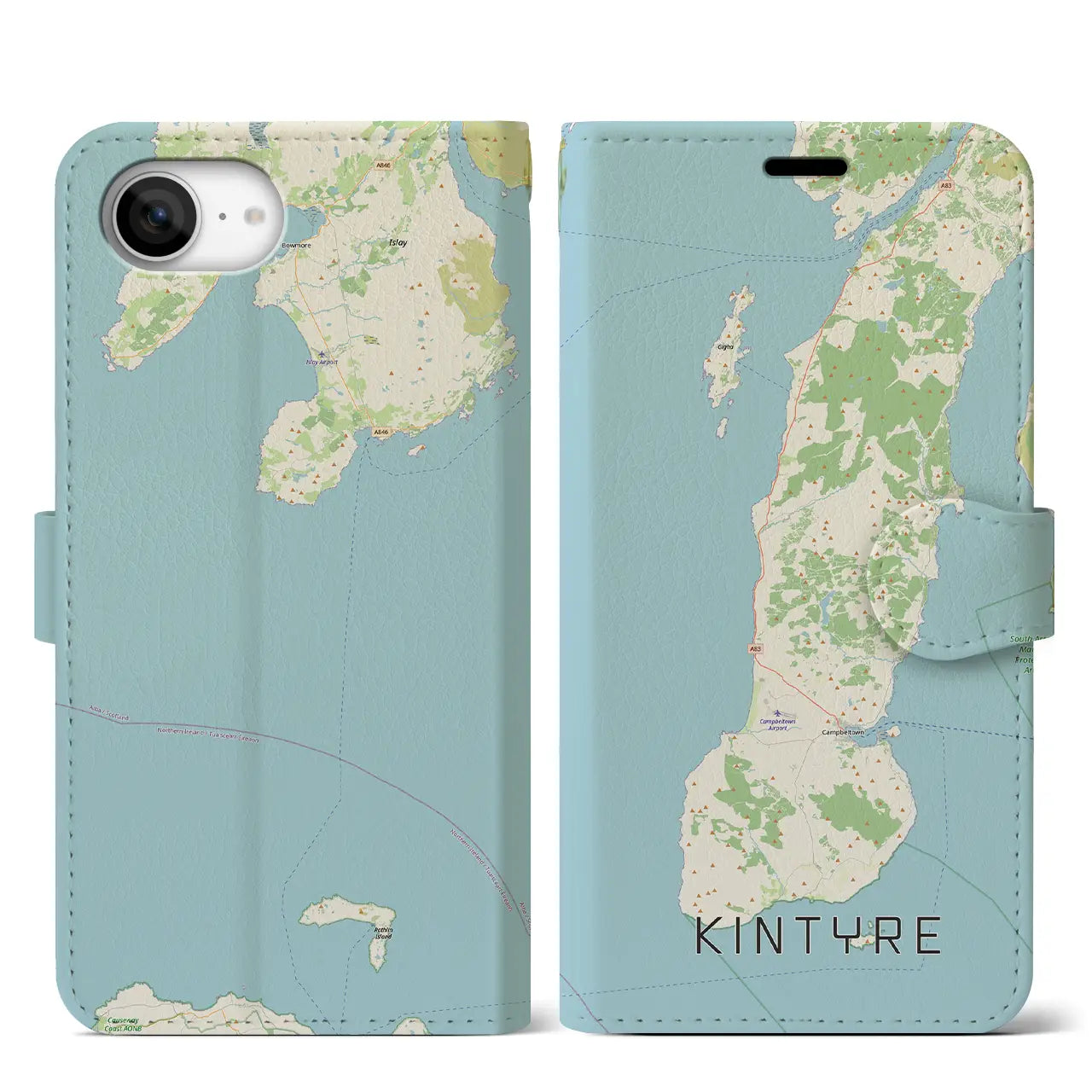 【キンタイア（イギリス）】地図柄iPhoneケース（手帳タイプ）