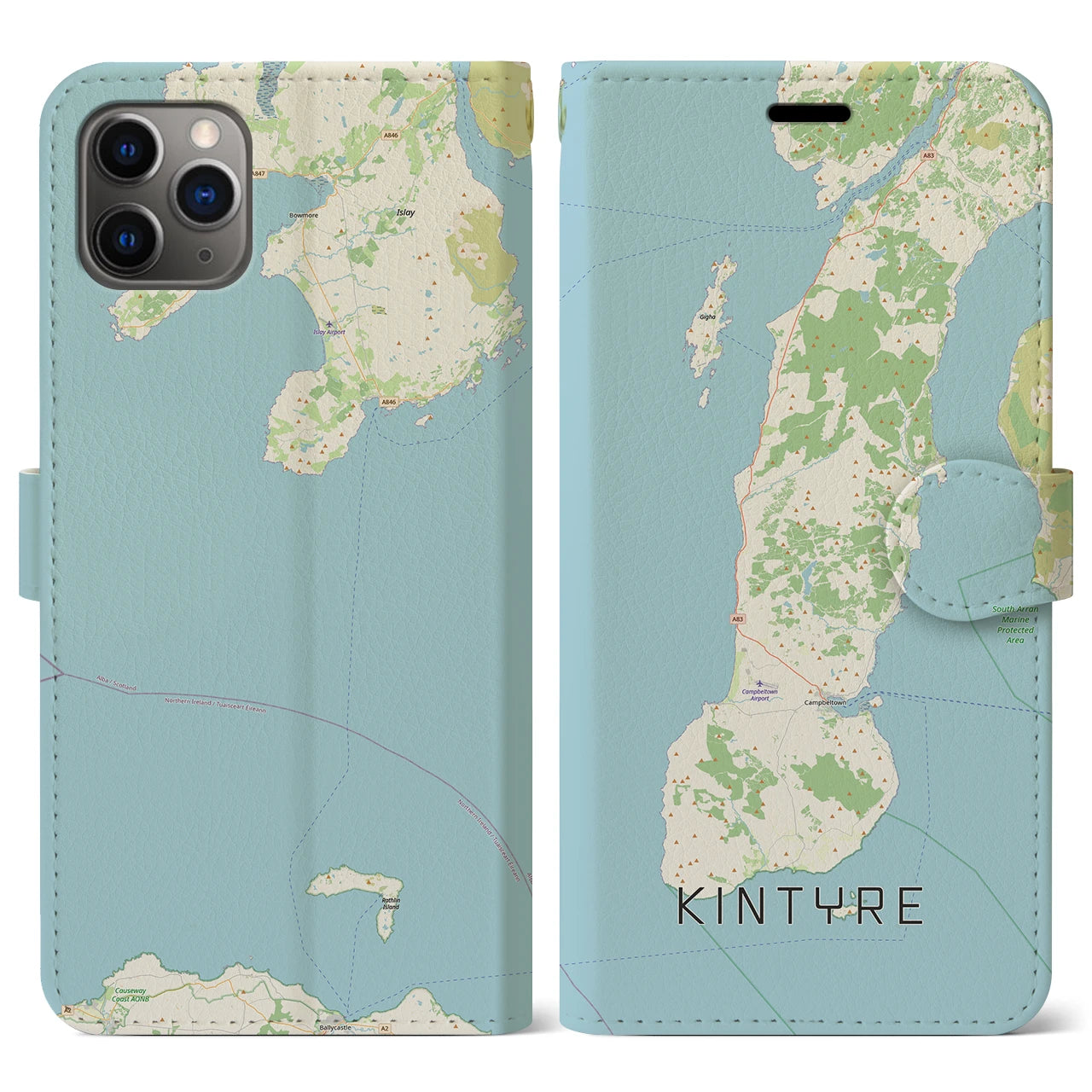 【キンタイア（イギリス）】地図柄iPhoneケース（手帳タイプ）
