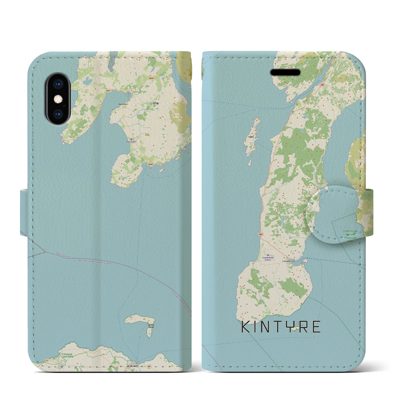 【キンタイア（イギリス）】地図柄iPhoneケース（手帳タイプ）