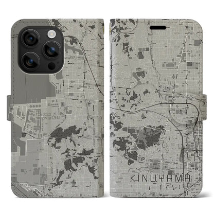 【衣山（愛媛県）】地図柄iPhoneケース（手帳タイプ）モノトーン・iPhone 16 用