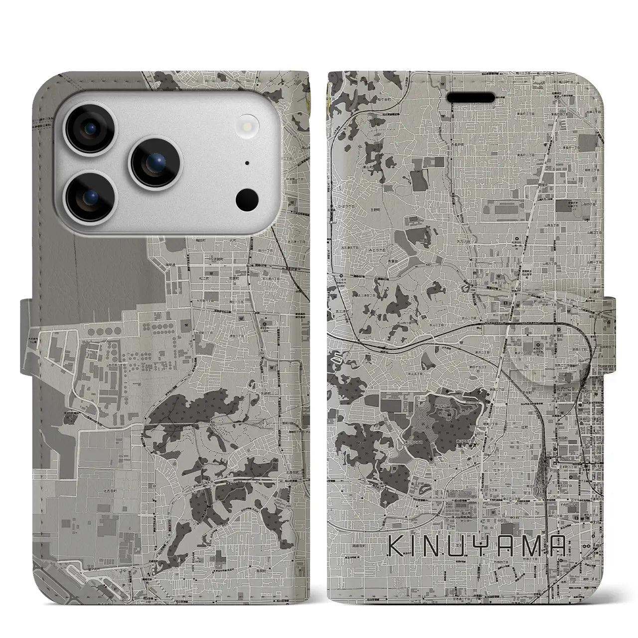 【衣山（愛媛県）】地図柄iPhoneケース（手帳タイプ）