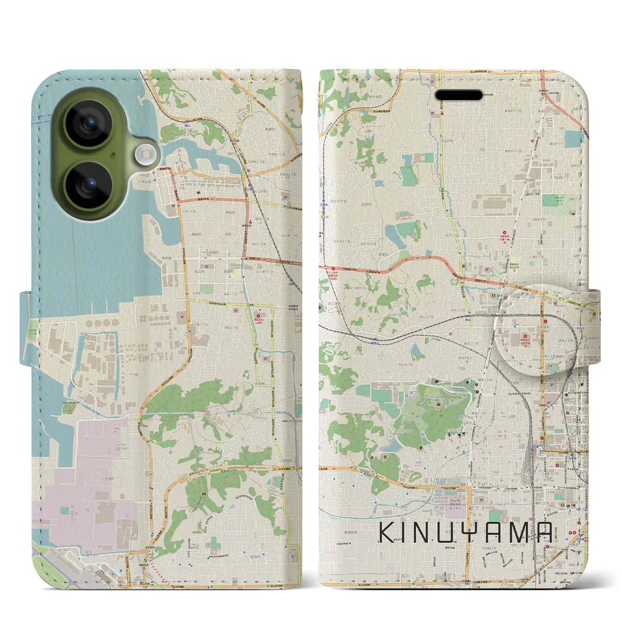 【衣山（愛媛県）】地図柄iPhoneケース（手帳タイプ）